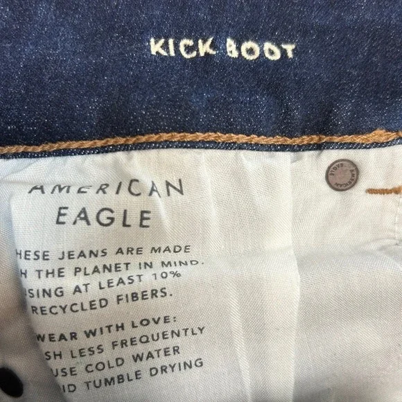 American Eagle Next Level Stretch Kick Boot Jeans Dark Wash Indigo 8 AE 30x31 - Picture 10 of 12